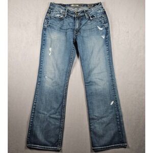 BKE Tyson Jeans Mens 32R Blue Straight Leg Distressed Faded Medium Wash Denim